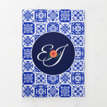 メキシカンタイル結婚マリゴールドの3倍招待状