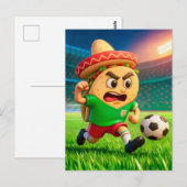 メキシカンタコサッカー選手がスタジアムを駆け抜ける ポストカード (正面/裏面)