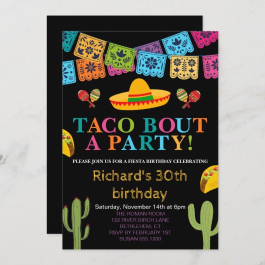 メキシカンタコブフィエスタ30THメンズバースデーパーティー 招待状 (正面/裏面)