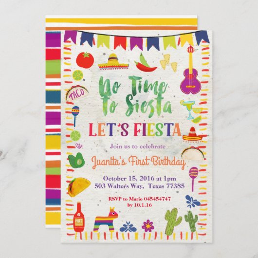 メキシカンタコ1歳招待状 招待状 (正面/裏面)