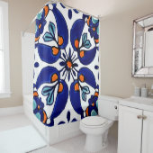 メキシカンタラベラテラコッタタイルデザインNo. 1 シャワーカーテン (インサイチュ)
