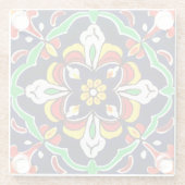 メキシカンタラベラテラコッタタイルデザインNo. 2 ガラスコースター (裏面)