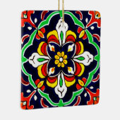 メキシカンタラベラテラコッタタイルデザインNo. 2 セラミックオーナメント (右)