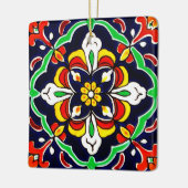 メキシカンタラベラテラコッタタイルデザインNo. 2 セラミックオーナメント (左)