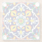 メキシカンタラベラテラコッタタイルデザインNo. 3 ガラスコースター (裏面)