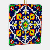 メキシカンタラベラテラコッタタイルデザインNo. 3 セラミックオーナメント (右)
