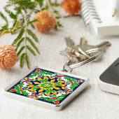 メキシカンタラベラテラコッタタイルデザインNo. 4 キーホルダー (側面)