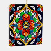 メキシカンタラベラテラコッタタイルデザインNo. 5 セラミックオーナメント (右)