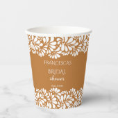 メキシカンタラベラ・テラコッタブライダルシャワーモノグラム 紙コップ (正面)