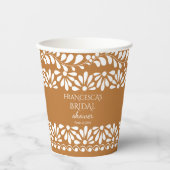 メキシカンタラベラ・テラコッタブライダルシャワーモノグラム 紙コップ (正面)