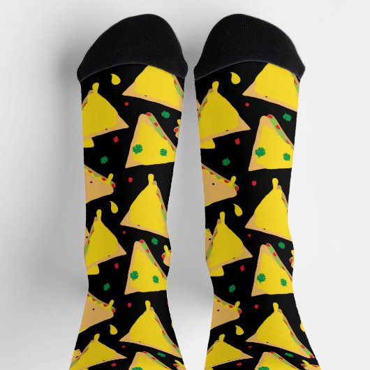 メキシカンチーズケサディラスパターン（の模様が）ある食品 ソックス (上部)