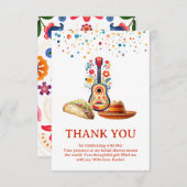 メキシカンテーマのフィエスタ タコ ブライダルシャワー サンキューカード (正面/裏面)