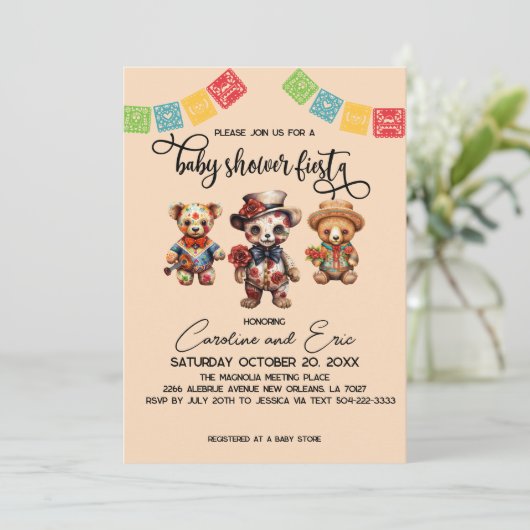 メキシカンディーアデロスムエルトスベビーシャワーフィエスタ 招待状 (スタンド正面)