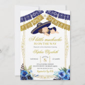 メキシカンネイビーブルーとゴールドのチャロ ビッグボーイ 招待状 (正面)