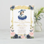 メキシカンネイビーブルーガール洗礼式 招待状 (スタンド正面)