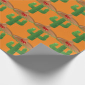 メキシカンハット付き赤と緑の南西サボテン ラッピングペーパー (角)