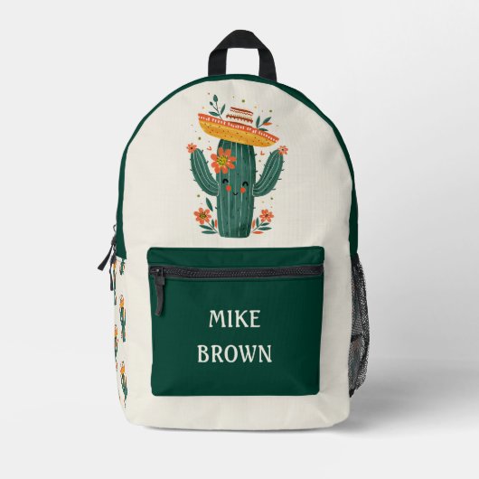 メキシカンハット名前をカスタムする プリントバックパック (正面)