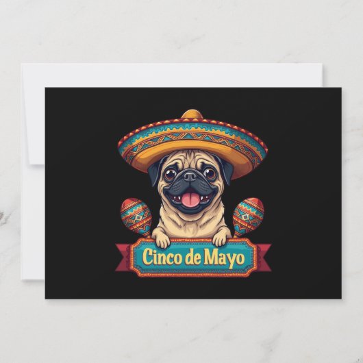 メキシカンパグ犬ソンブレロCinco De Mayo 招待状 (正面)