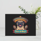 メキシカンパグ犬ソンブレロCinco De Mayo 招待状 (スタンド正面)