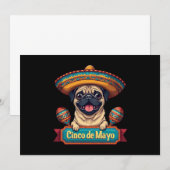 メキシカンパグ犬ソンブレロCinco De Mayo 招待状 (正面/裏面)