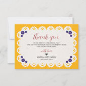 メキシカンパペルピカドイエローヌエストラ結婚ボダ サンキューカード (正面)