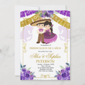メキシカンパープルとゴールドのツイントレスアノス招待状 招待状 (正面)