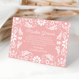 メキシカンピンクガールベイビーシャワーの感謝カード サンキューカード