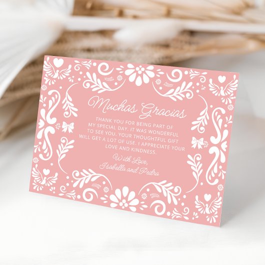 メキシカンピンクガールベイビーシャワーの感謝カード サンキューカード
