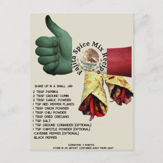 メキシカンファジタスパイスミックスレシピ |はがき ポストカード (正面)