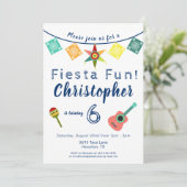 メキシカンフィエスタおもしろいカラフルボーイズ誕生日パーティー 招待状 (スタンド正面)