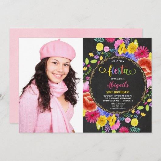 メキシカンフィエスタの誕生日の招待状 招待状 (正面/裏面)