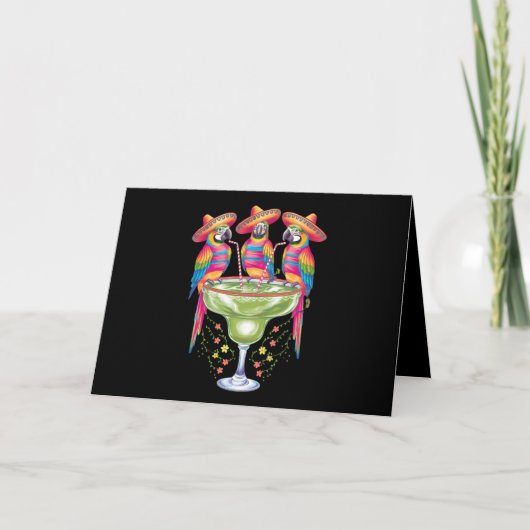 メキシカンフィエスタを飲むおもしろいParrot Cinco De Mayo サンキューカード (正面)