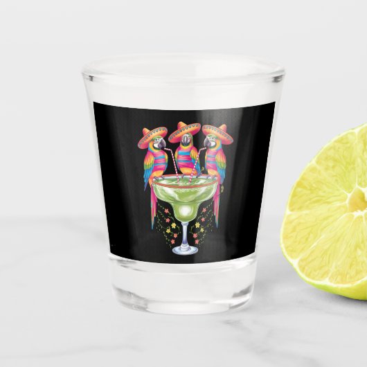 メキシカンフィエスタを飲むおもしろいParrot Cinco De Mayo ショットグラス (正面)