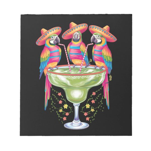 メキシカンフィエスタを飲むおもしろいParrot Cinco De Mayo ノートパッド (正面)
