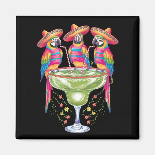 メキシカンフィエスタを飲むおもしろいParrot Cinco De Mayo マグネット (正面)