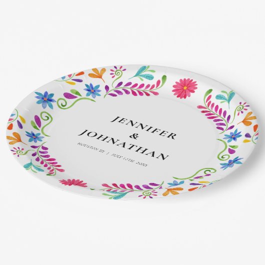 メキシカンフィエスタウェディングパーティー紙プレート ペーパープレート (アングル)