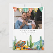 メキシカンフィエスタウォーターカラーサボテン写真ベビーシャワー 招待状 (裏面)