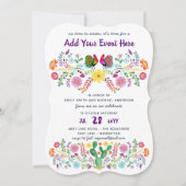 メキシカンフィエスタウォーターカラーフォーク花招待状 招待状 (正面)