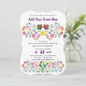 メキシカンフィエスタウォーターカラーフォーク花招待状 招待状 (スタンド正面)