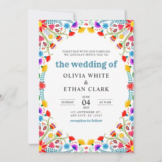 メキシカンフィエスタウォーター色結婚フローラ 招待状 (正面)