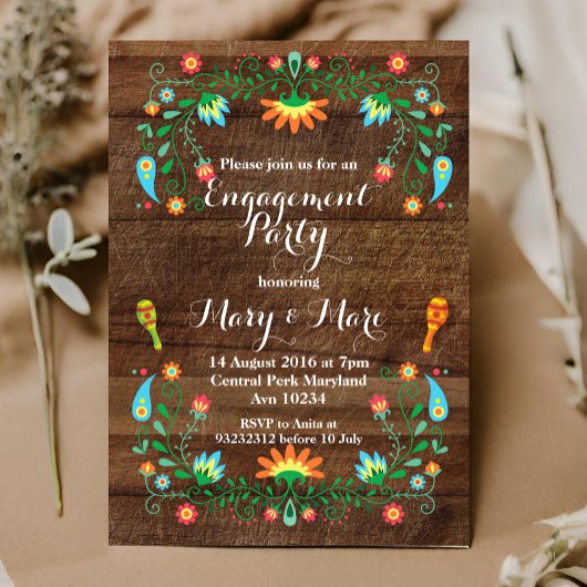 メキシカンフィエスタエンゲージメントパーティー招待状 招待状