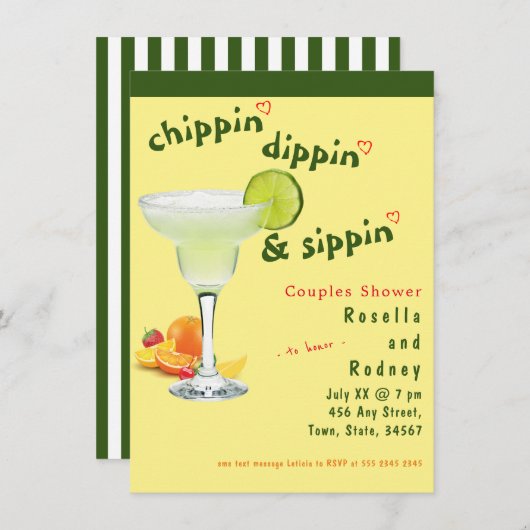 メキシカンフィエスタカップルシャワー🎉マルガリータパーティー 招待状 (正面/裏面)