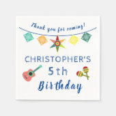 メキシカンフィエスタカラフルおもしろい子供の誕生日パーティー スタンダードカクテルナプキン (正面)