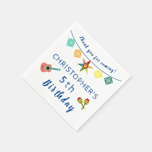 メキシカンフィエスタカラフルおもしろい子供の誕生日パーティー スタンダードカクテルナプキン (角)