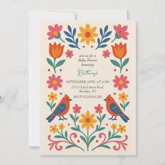 メキシカンフィエスタカラフルの赤ちゃんシャワー 招待状 (正面)