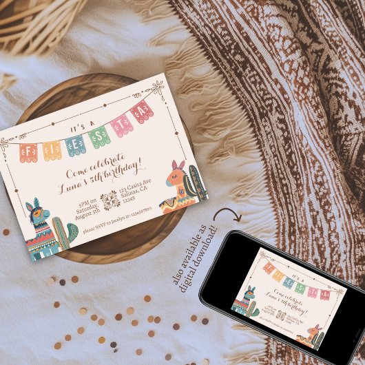 メキシカンフィエスタカラフルサボスフォーク誕生日 招待状