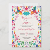 メキシカンフィエスタカラフルフォークアートフローラ結婚ズ 招待状 (正面)