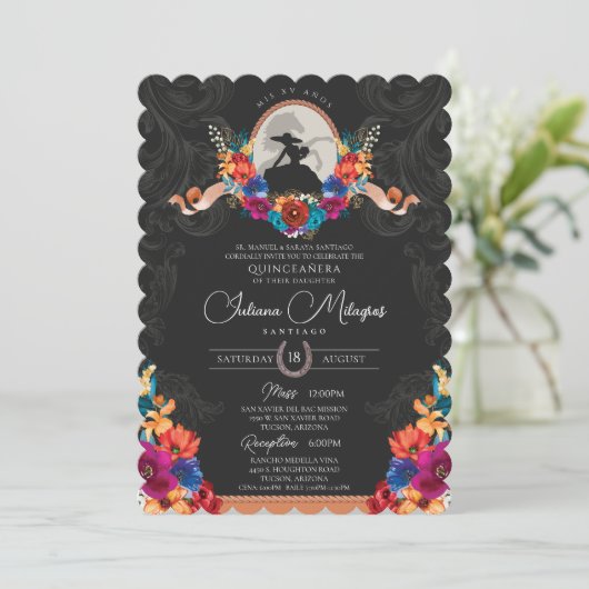 メキシカンフィエスタカラフルフローラ西キンセアニェラ 招待状 (スタンド正面)