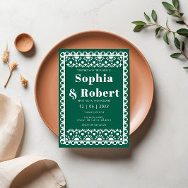 メキシカンフィエスタグリーンパペルピカドボホ結婚ズ 招待状