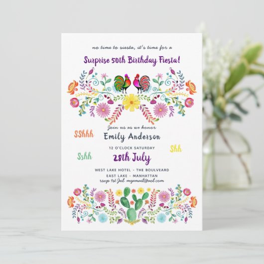 メキシカンフィエスタサプライズ誕生日招待状花 招待状 (スタンド正面)